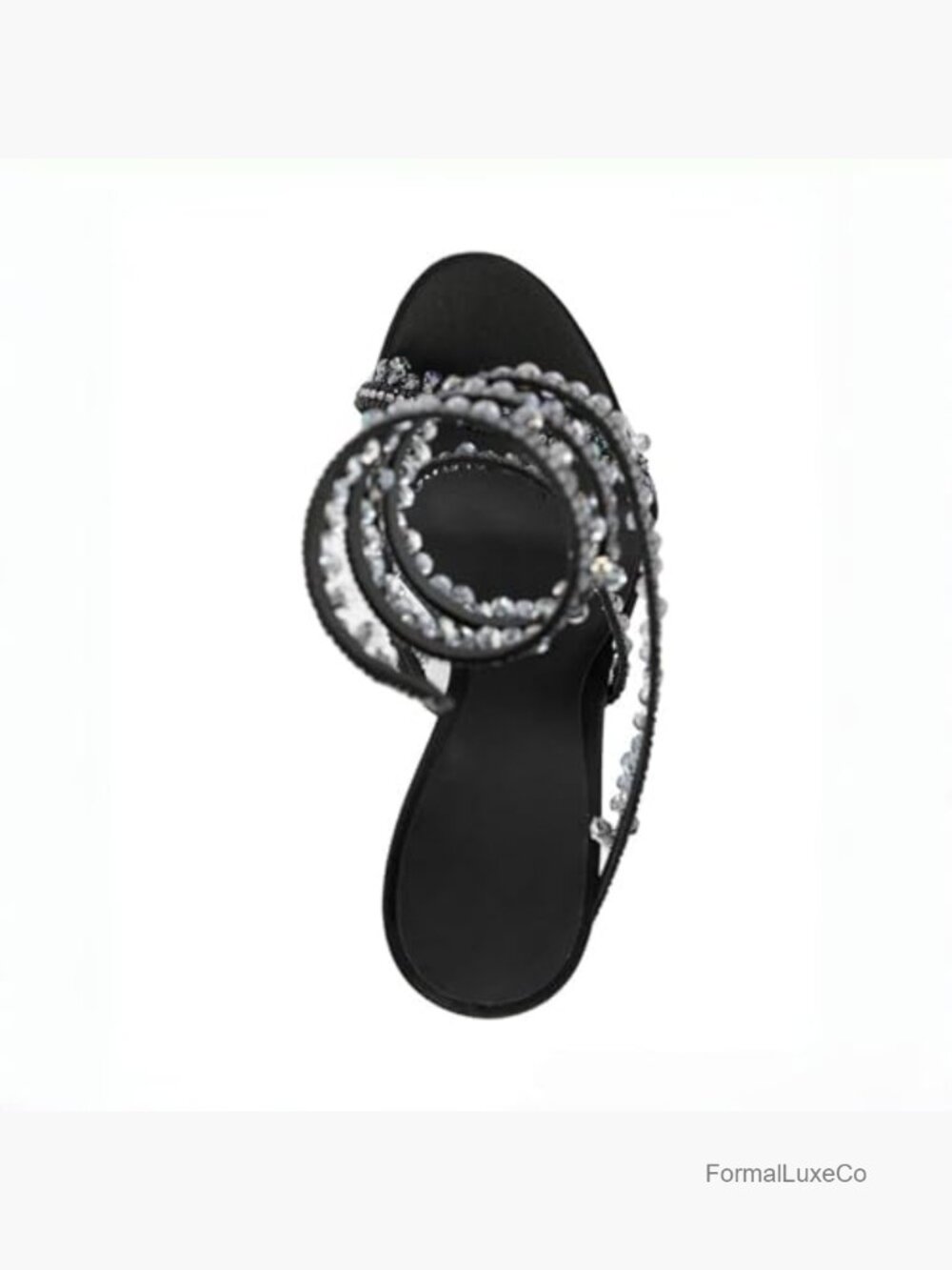 Rhinestone Wrap Around Strappy Stiletto Heels for Women, Open Round Toe Lace Up - Picture 5 of 7